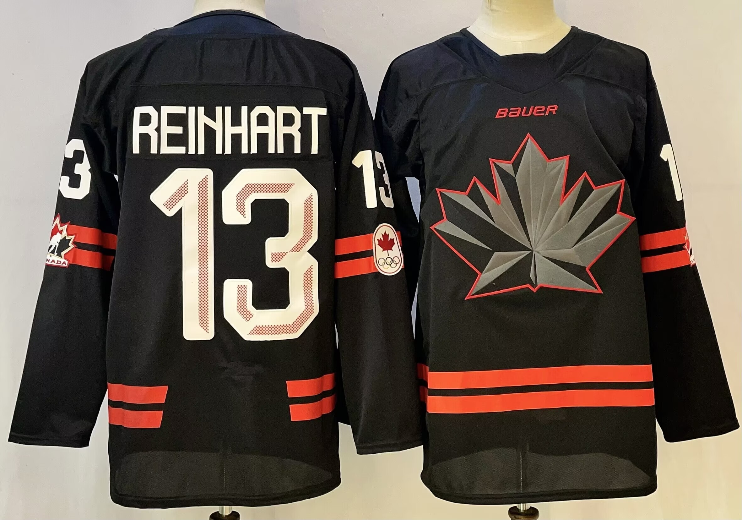 Men Canada Olympic #13 Reihhart black adidas 2026 NHL  jersey